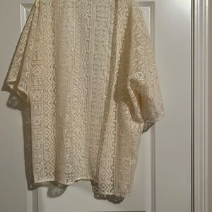 Lacey Cream Crocheted Kimono Coverup